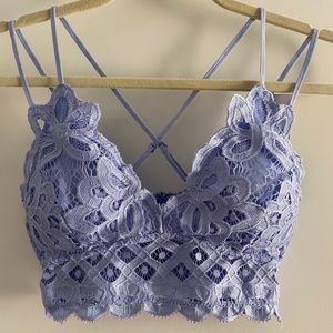 Anemone lace crochet bralette in Brunnera Blue